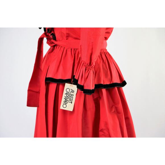 Vintage Albert Capraro Red 2 Piece Skirt and Jacket Set Deadstock Medium - Picture 7 of 9